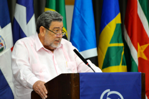 Prime Minister Dr. Ralph Gonsalves delivers the feature address